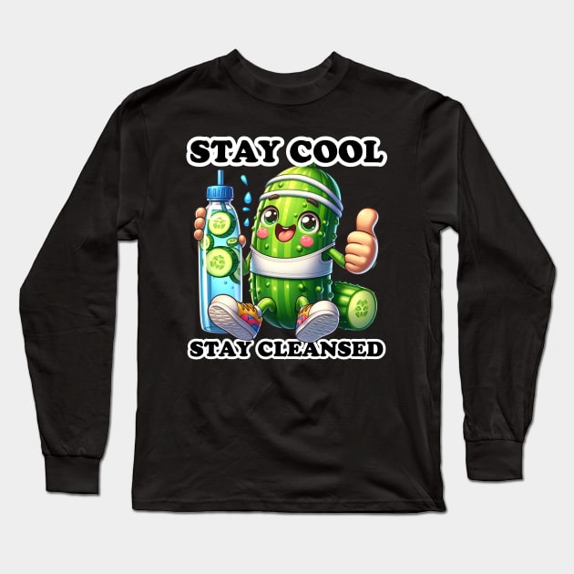 Cucumber Hydration Hero - Stay Cool, Stay Cleansed Shirt Long Sleeve T-Shirt by vk09design